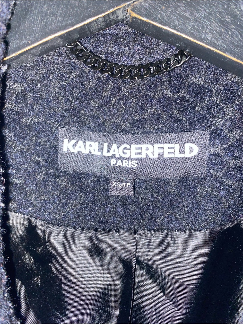 Karl Lagerfeld Charcoal Black Wool Pea Coat